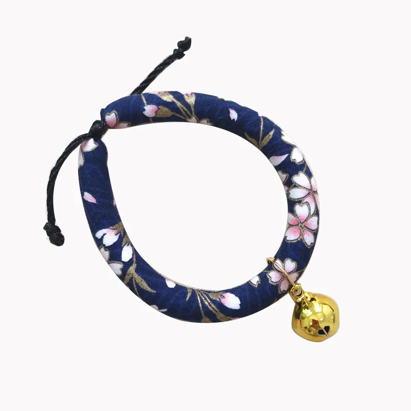 Japanese style pet cat and dog collar necklace - Navy Blue
