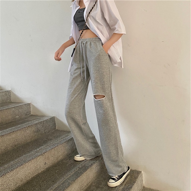 Grey casual sports trousers