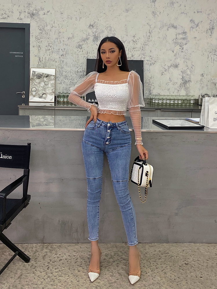 Jeans women's high waist hip buttocks pencil pants