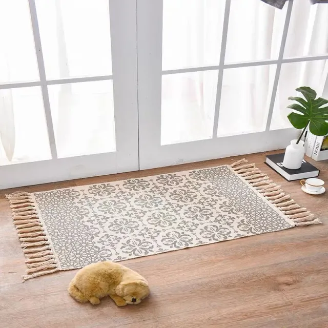 Scandinavian Style Linen Cotton Rug Four Leaf Clover - Shop at LoveMi