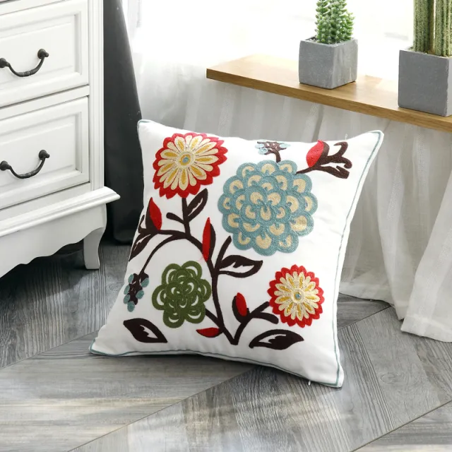 Cotton embroidered pillow cushion cover Red - Shop at LoveMi