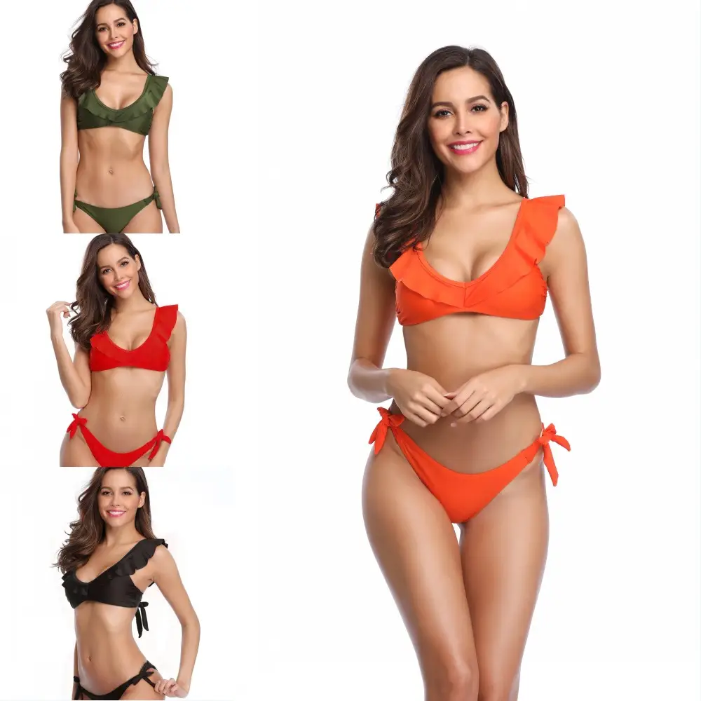Sexy solid color multicolor bikini