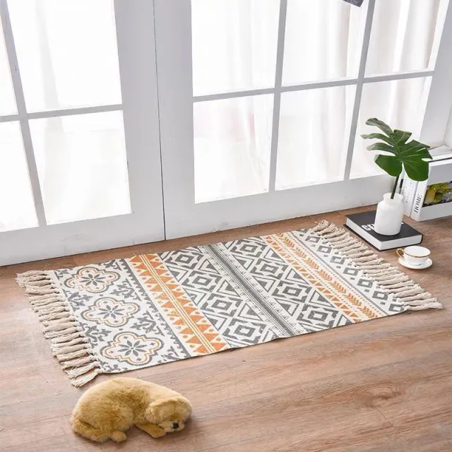 Scandinavian Style Linen Cotton Rug Yellow - Shop at LoveMi