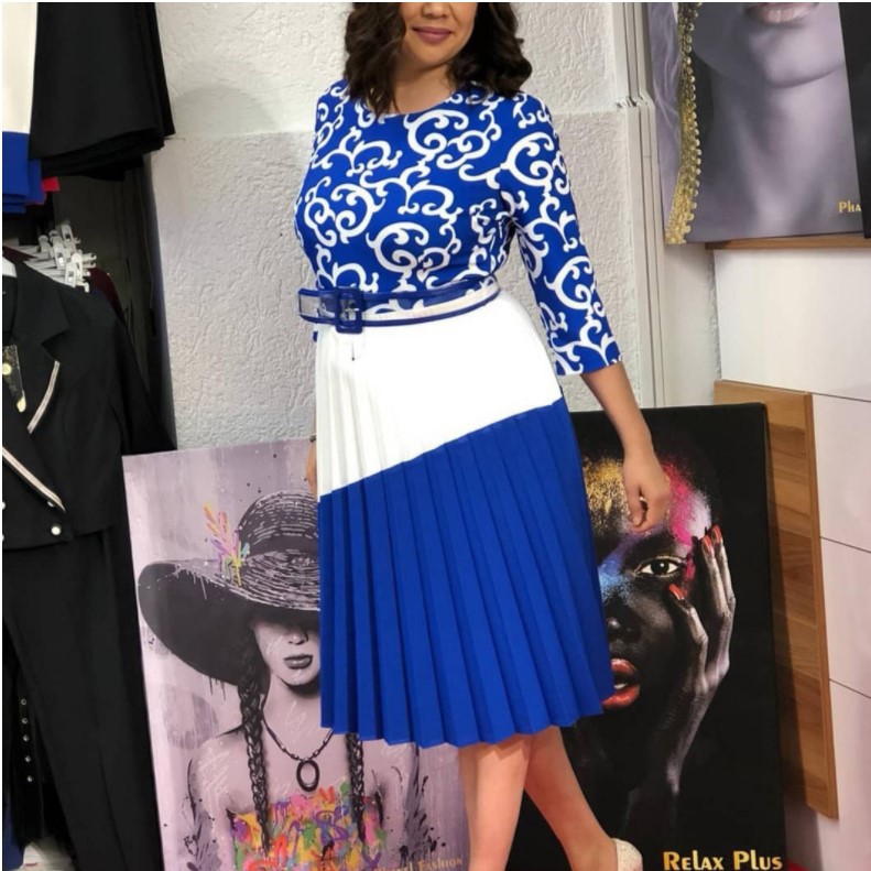 Printed short-sleeved dress