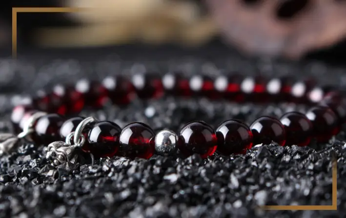 Natural garnet bracelet single ring