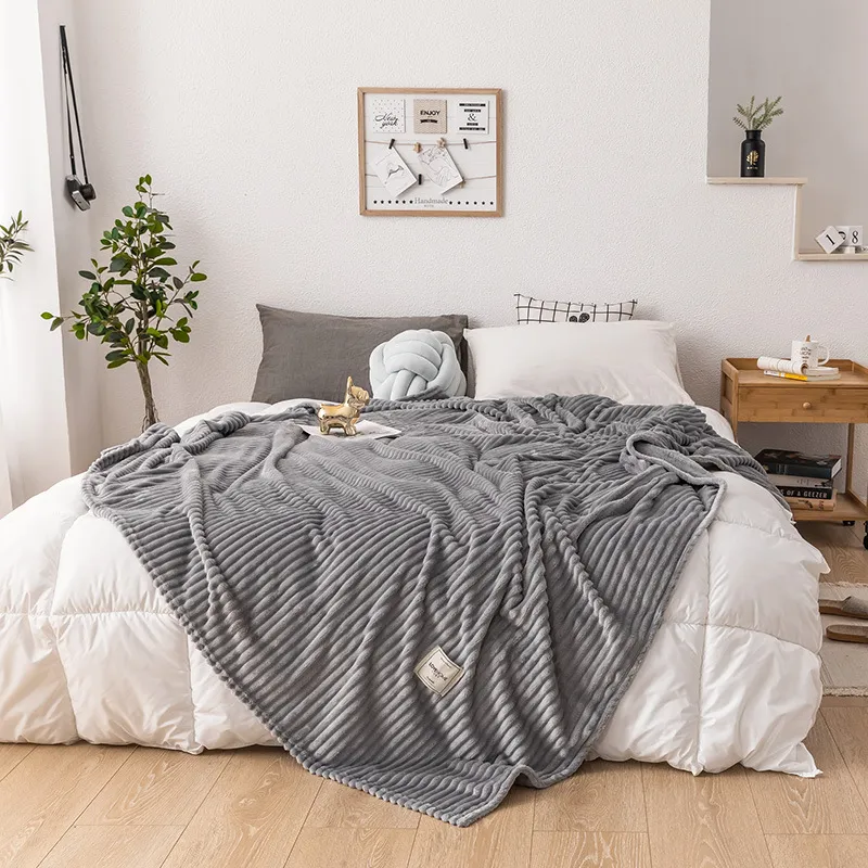 Single layer blanket milk fleece blanket - Grey