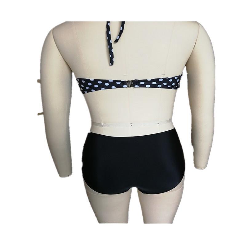 Black and white wave dot cross bikini