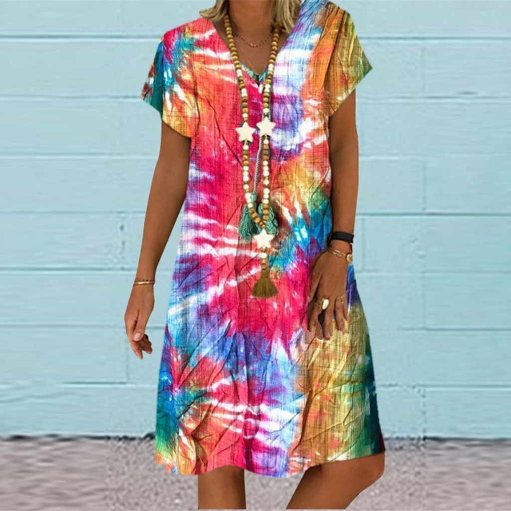 Printed V-neck dress