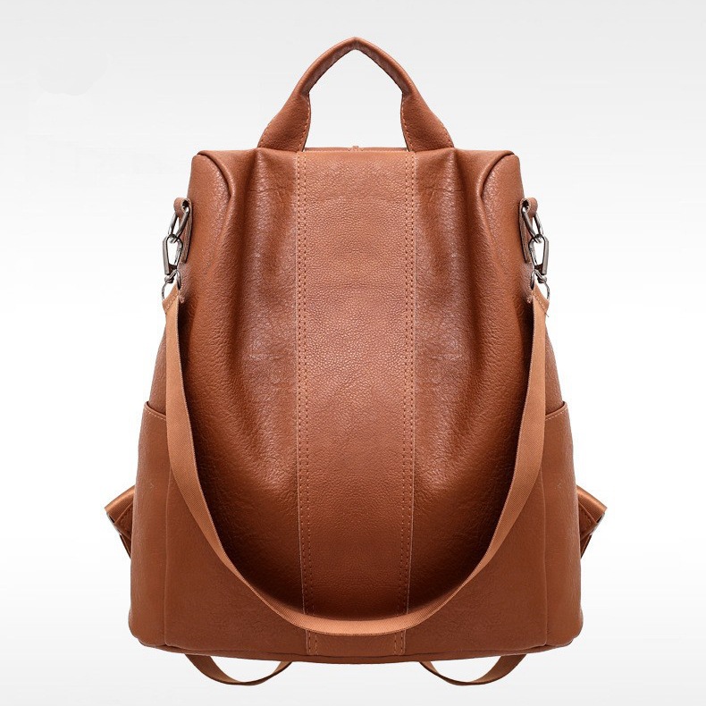 Mochila de cuero de color liso para mujer Bolso de diseñador de moda con múltiples bolsillos - Imagen 7 de 7