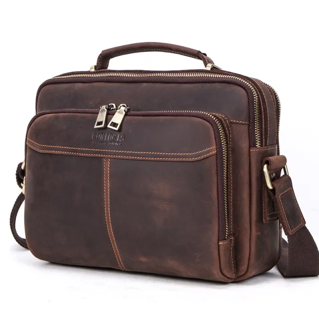 Multifunctional leather men's bag Coffee - Shop at LoveMi