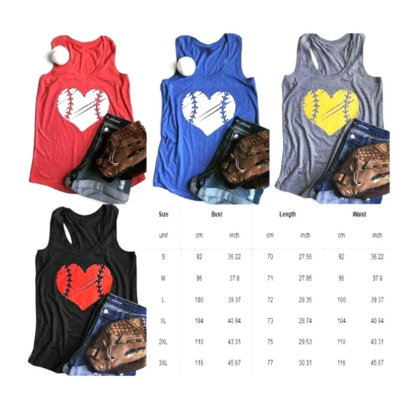 Round neck love heart print vest