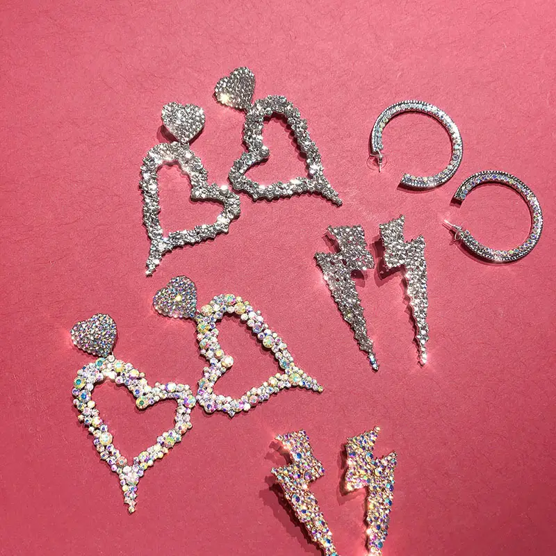 Exaggerated colorful diamond Love Earrings