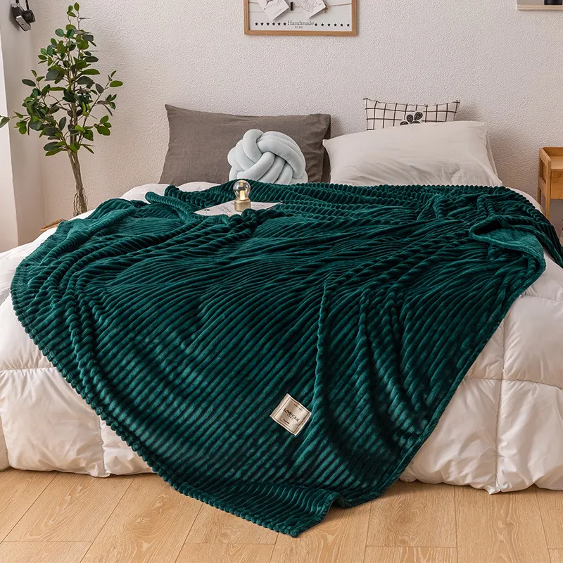 Single layer blanket milk fleece blanket - Dark Green