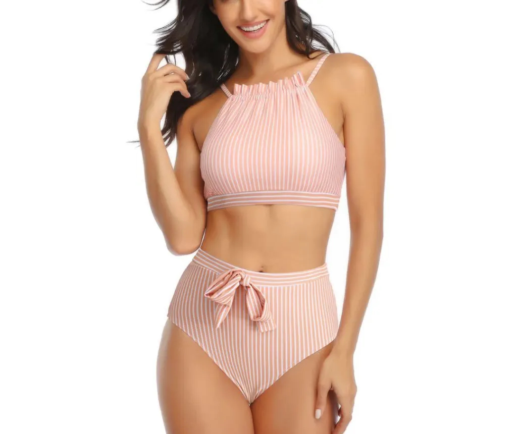 Striped two-piece swimsuit - Pink