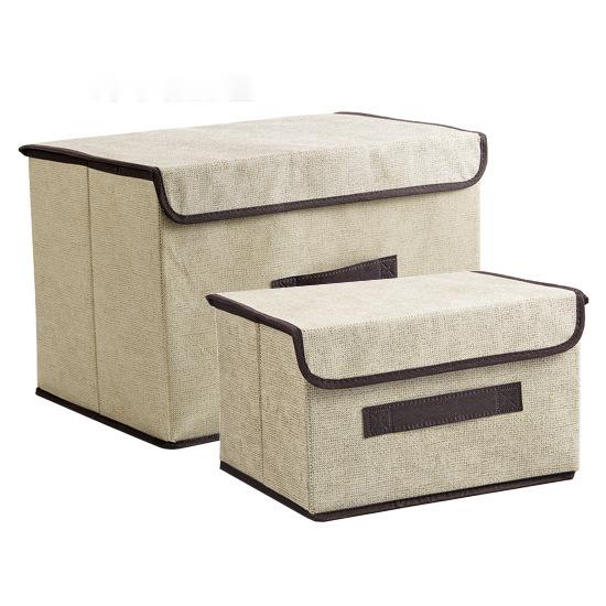 Clothes storage box fabric folding household Beige Black - Shop at LoveMi