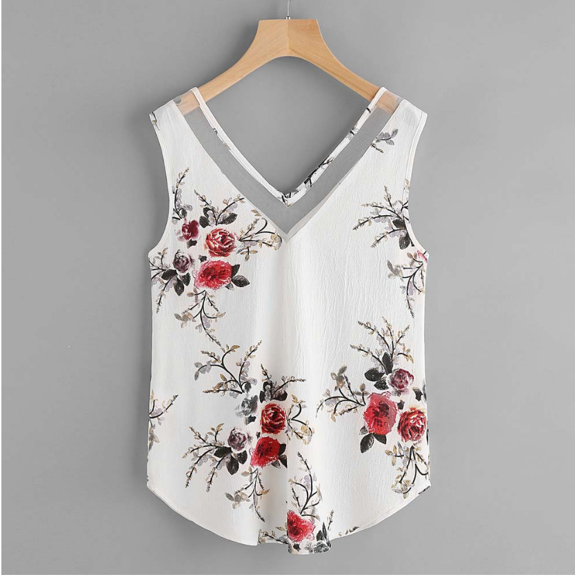 Printed ladies floral vest top