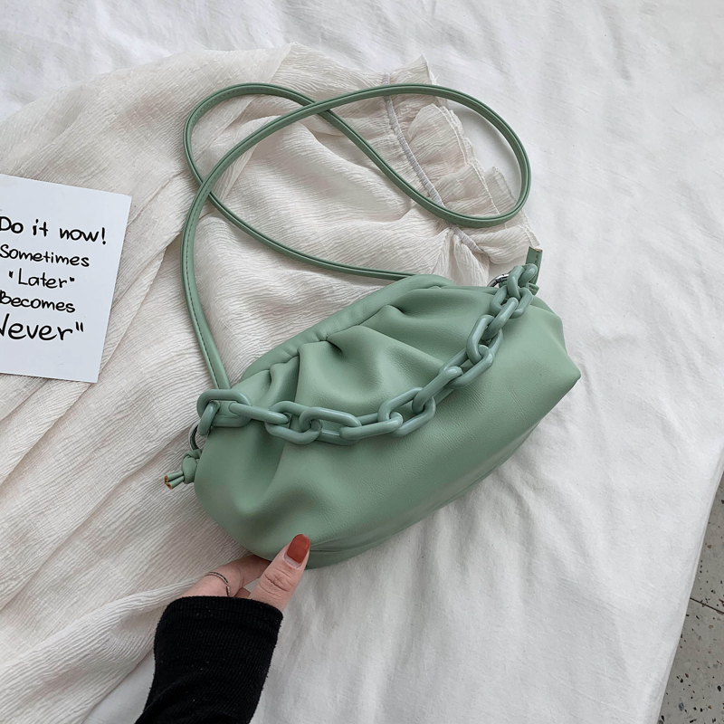 Versatile one shoulder slug fashion cloud bag Green - Shop at LoveMi