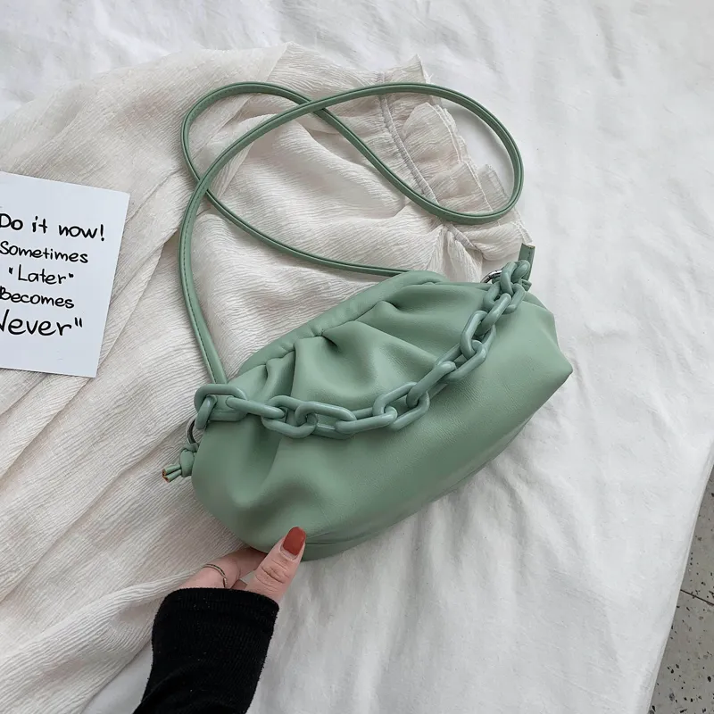 Versatile one shoulder slug fashion cloud bag - Green