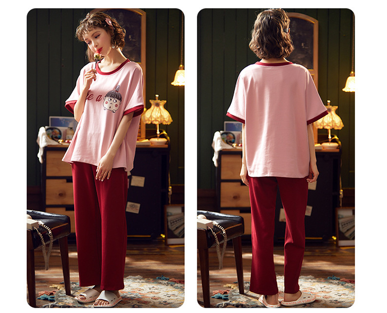 Cotton short sleeve pullover set