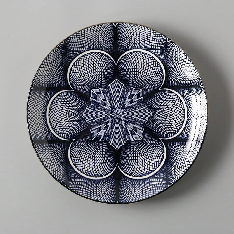 Creative Japanese ceramic plate large flat plate - Deep Hexahedral