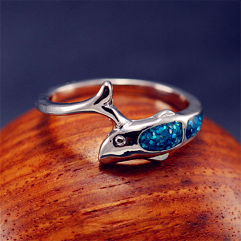 Women's Ring with Opal Dolphin