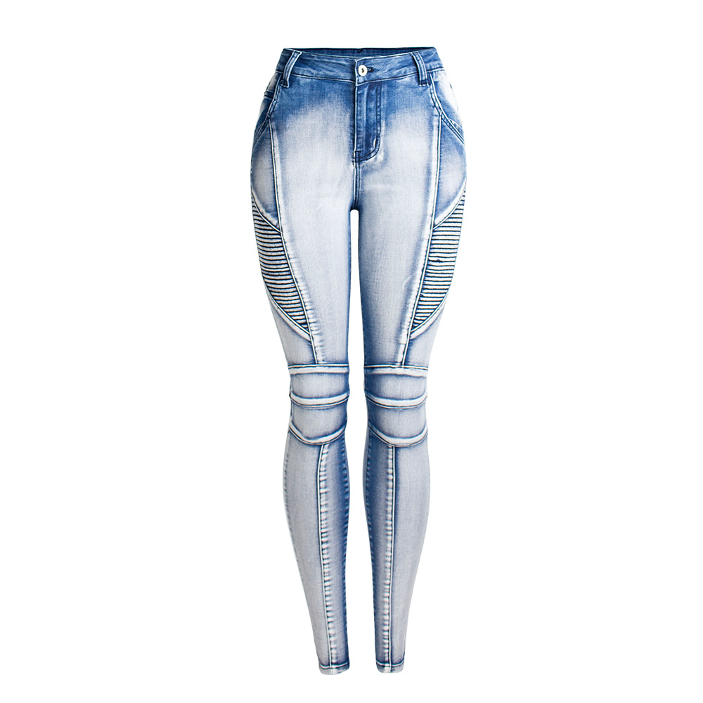 Stretch thin women's denim pencil pants Blue - Shop at LoveMi