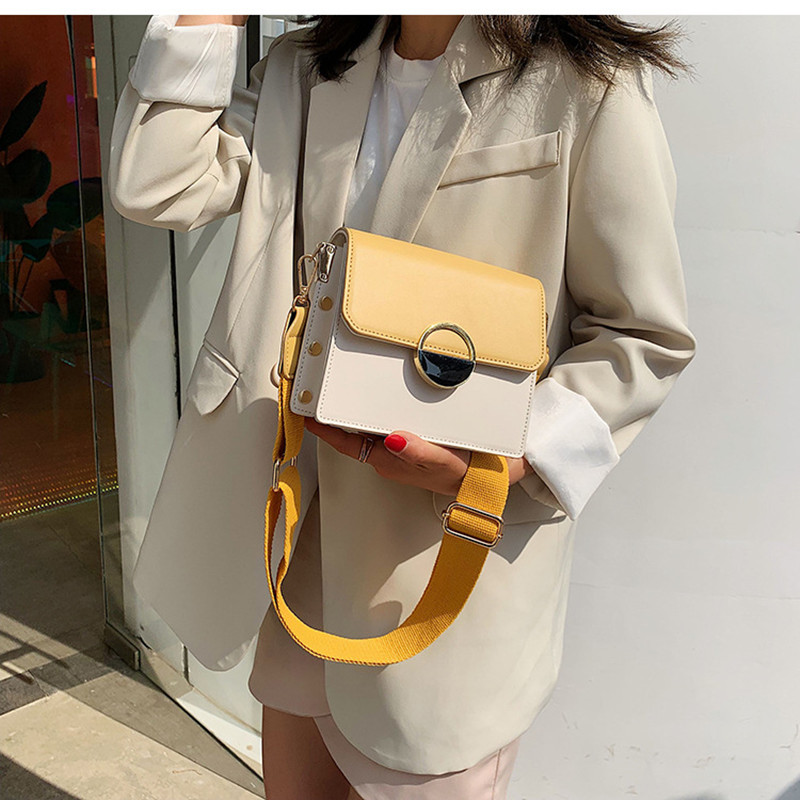One-shoulder hit color small square bag
