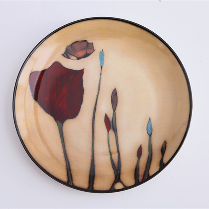 Floral round ceramic dinner plate — view 5