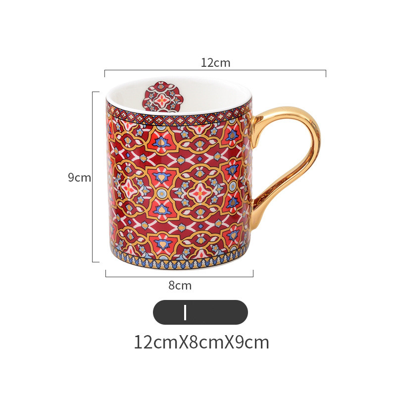 Moroccan style gold painted ceramic mug milk cup