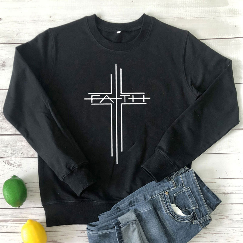 Cross casual round neck long sleeve hoodie