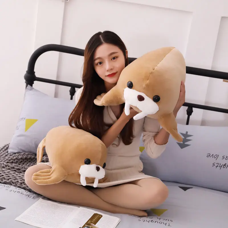 Brown Walrus Plush Stuffed Toy Soft Animal Doll