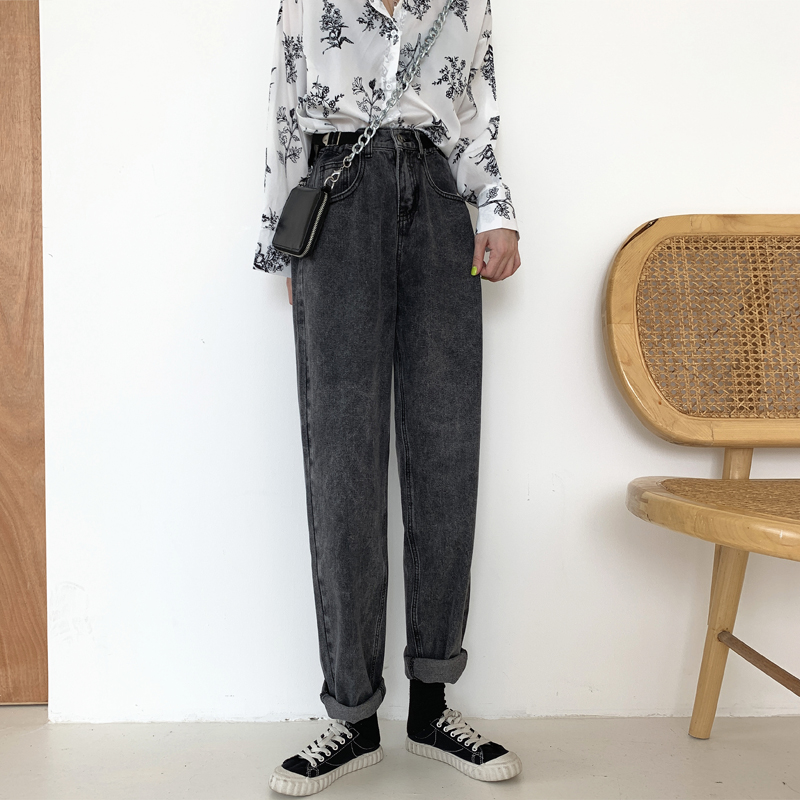 High-rise smoky grey jeans