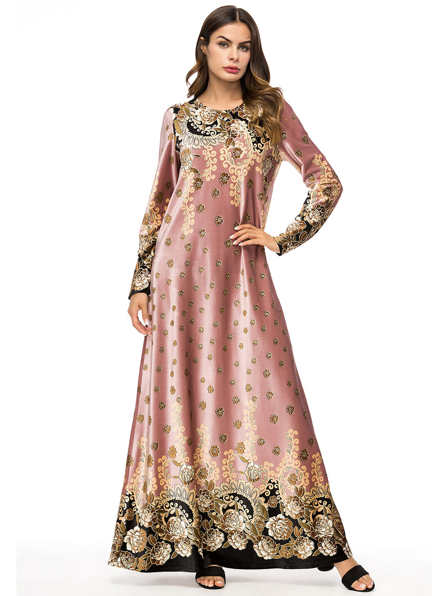 Long-sleeved fashion print dress