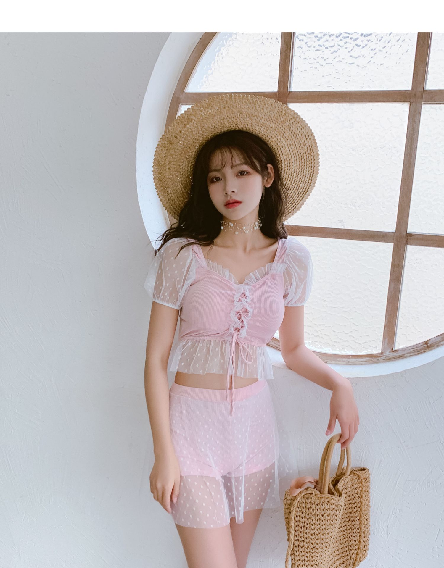 Lace cover belly slim conservative swimsuit - Image 3