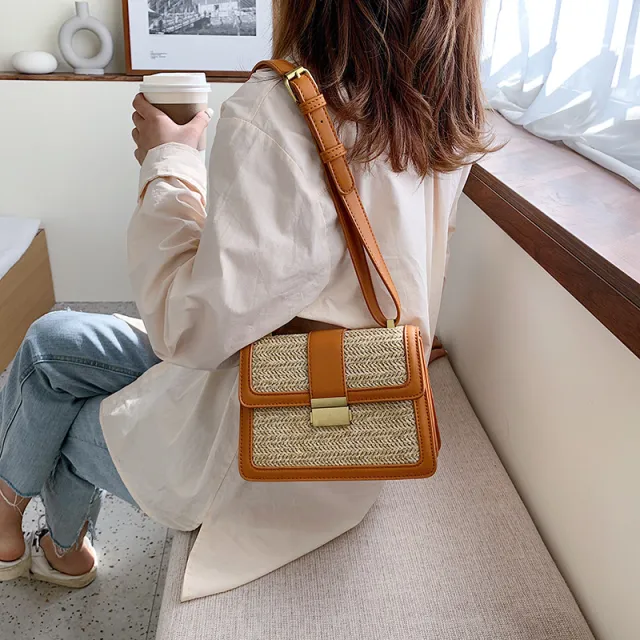 Crossbody woven bag Brown - Shop at LoveMi