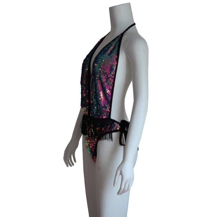 Colorful tassel one-piece swimsuit