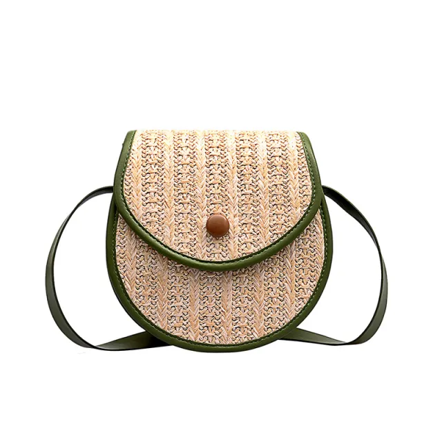 New Korean style straw woven mobile phone bag Green - Shop at LoveMi