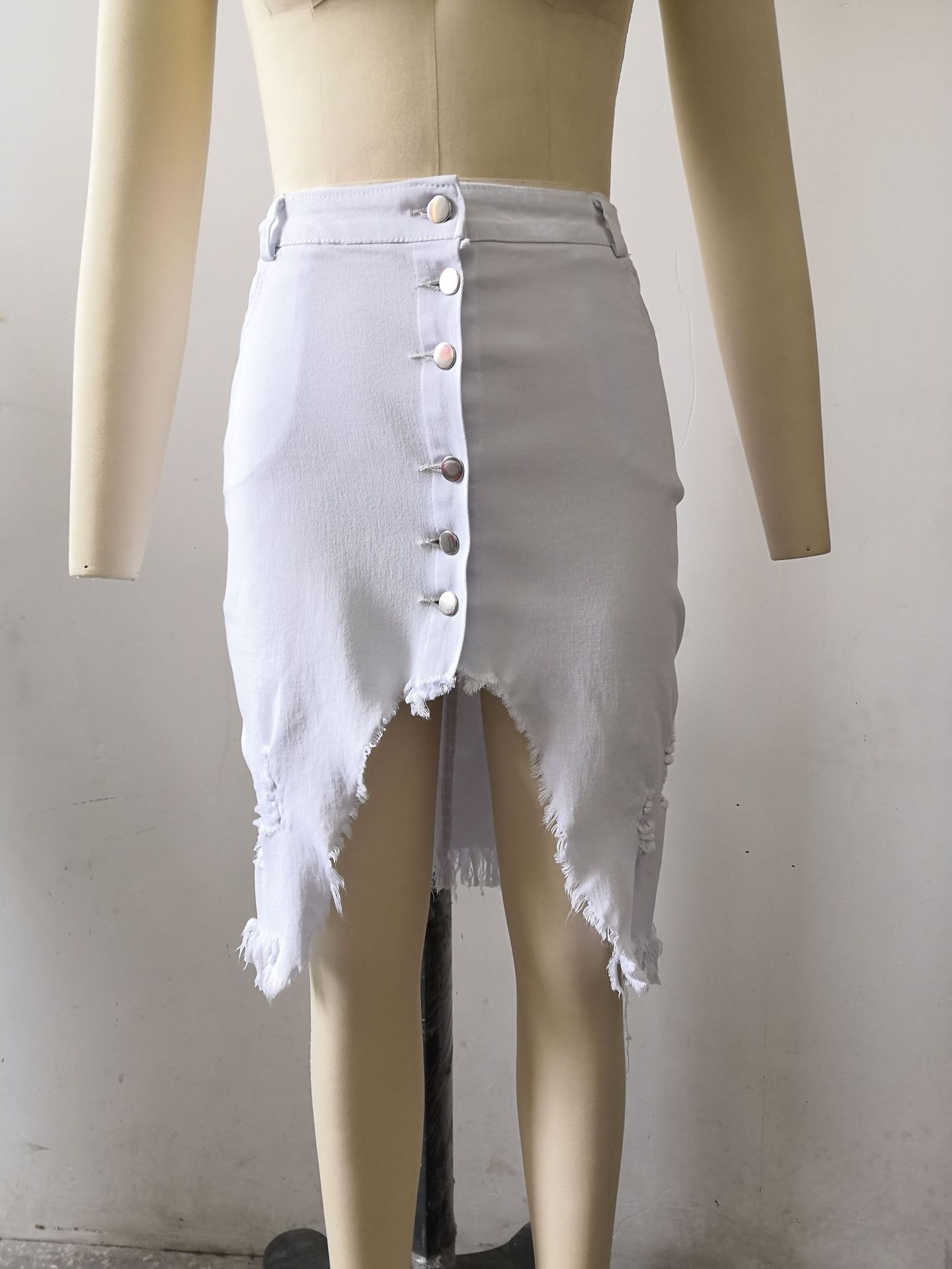 Dames Voorkant Split Denim Mini Rok