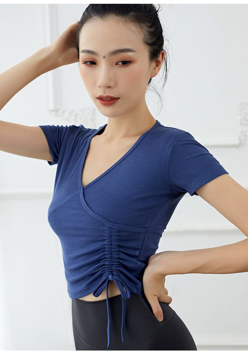 V-neck drawstring casual sweatshirt