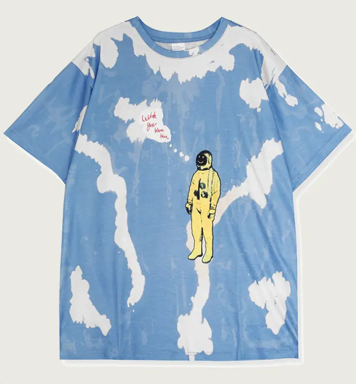 Smiley astronaut tie-dye print T-shirt
