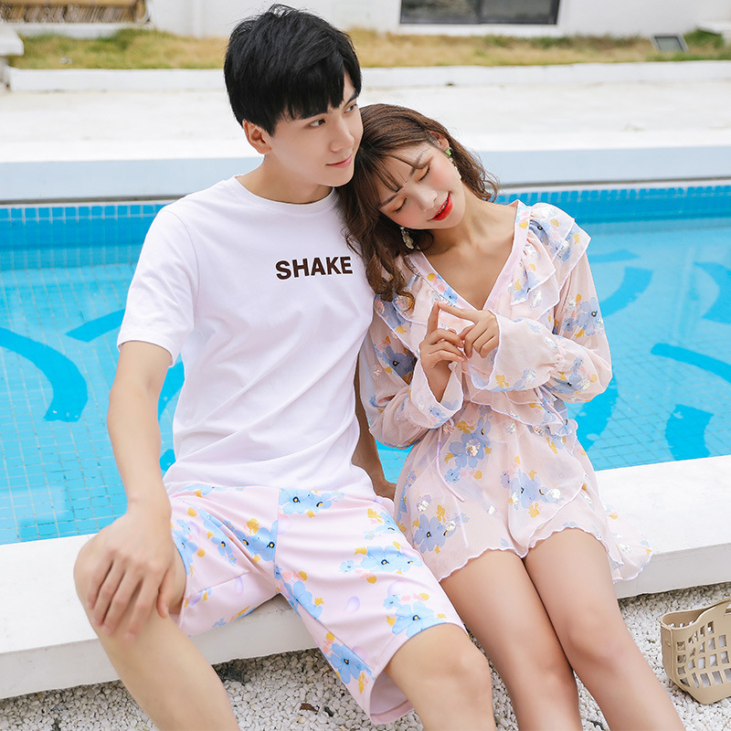 Split chiffon blouse swimsuit