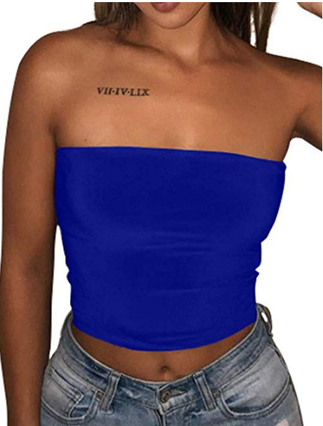 Women's solid color sexy slim tube top T-shirt
