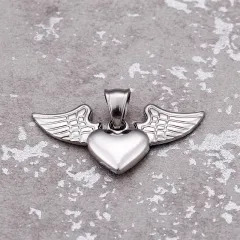 Peach Heart Pendant Titanium Steel Necklace - Steel Colour - View 1