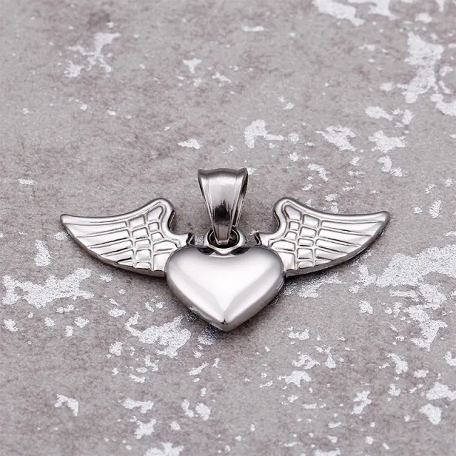 Peach Heart Pendant Titanium Steel Necklace Steel Color - Shop at LoveMi