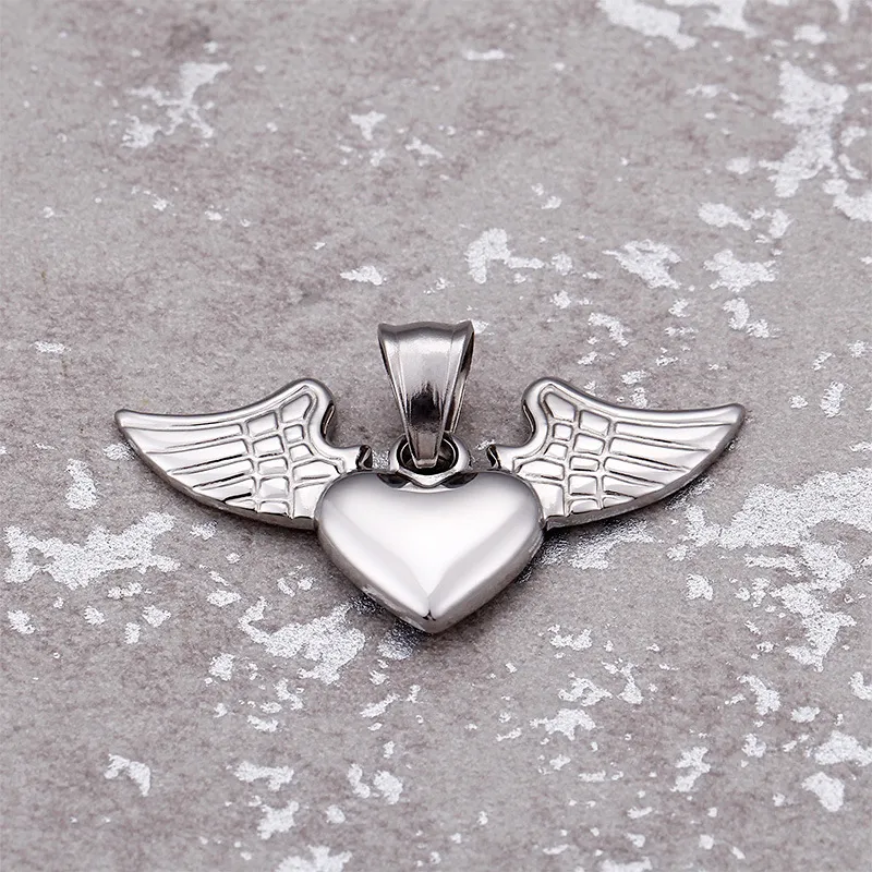 Peach Heart Pendant Titanium Steel Necklace - Steel Color