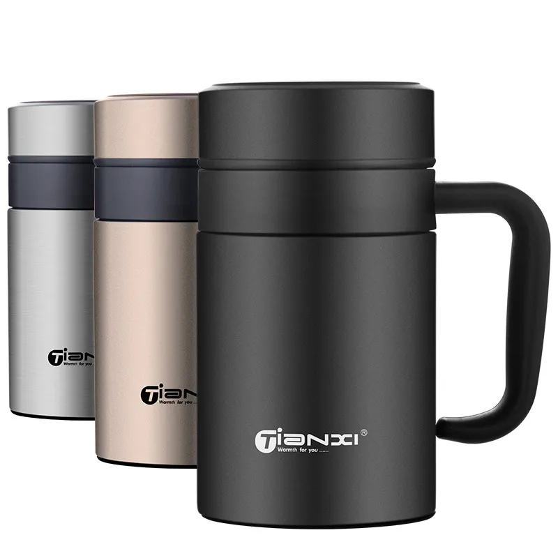 Stainless steel cup with handle - Black