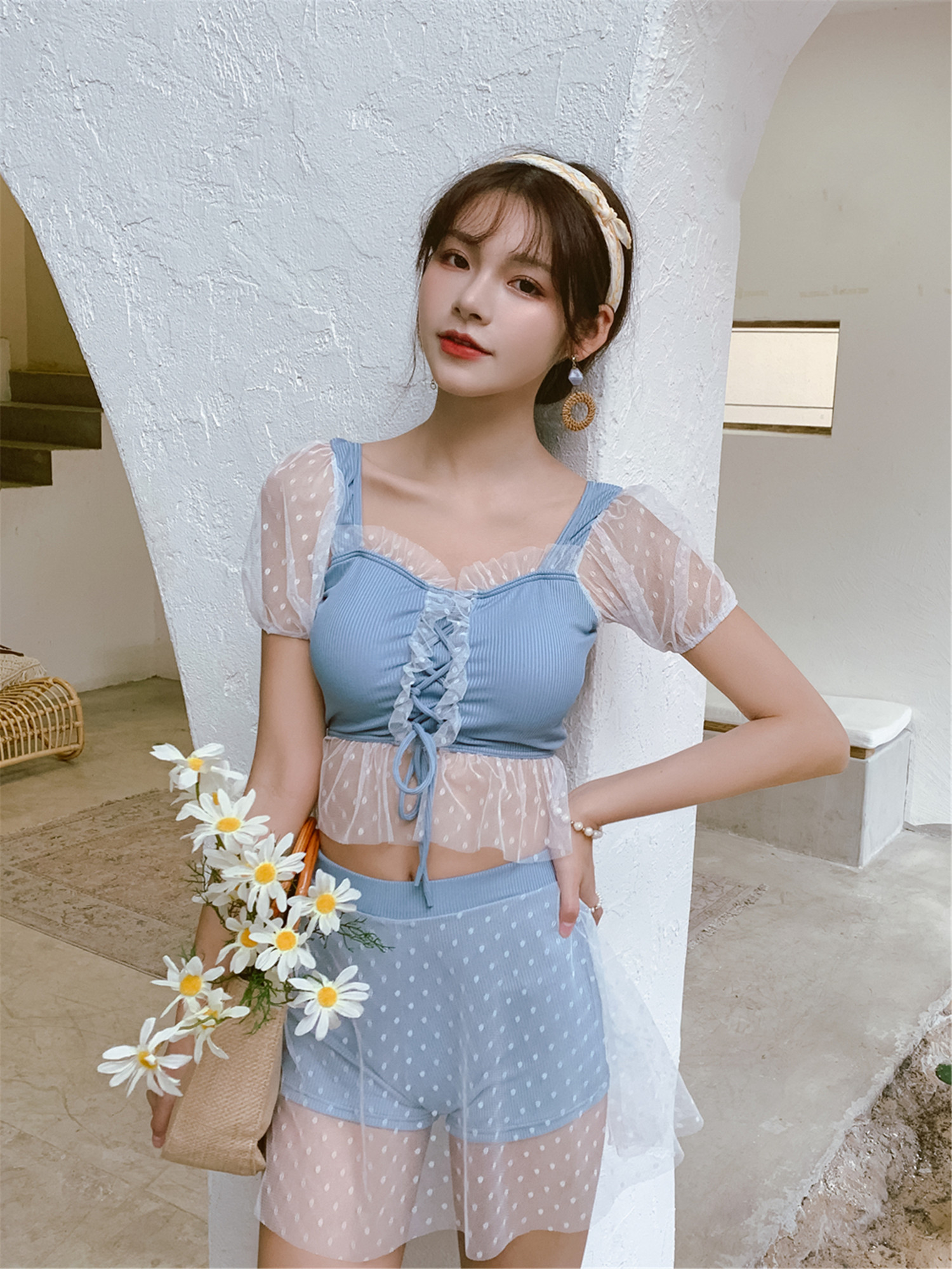 Lace cover belly slim conservative swimsuit - Image 2