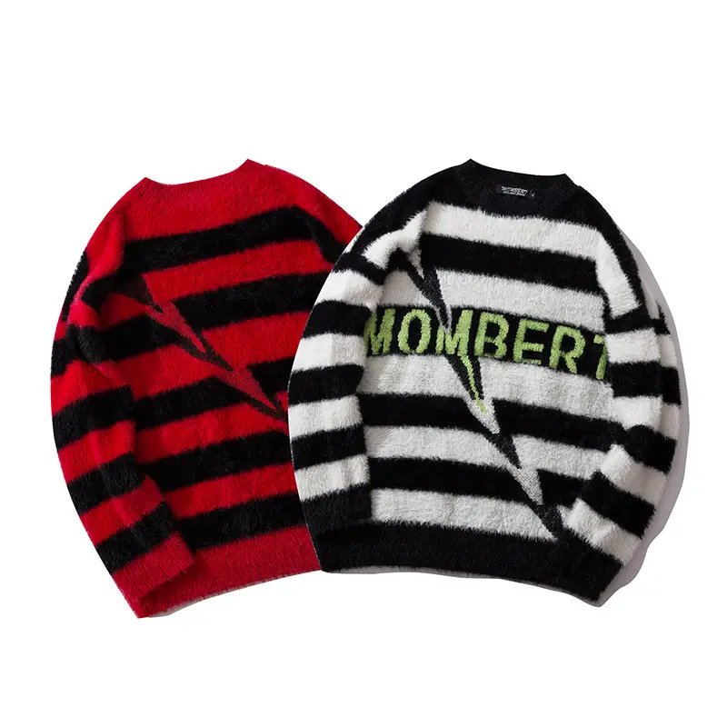 Black and white striped men's long sleeve