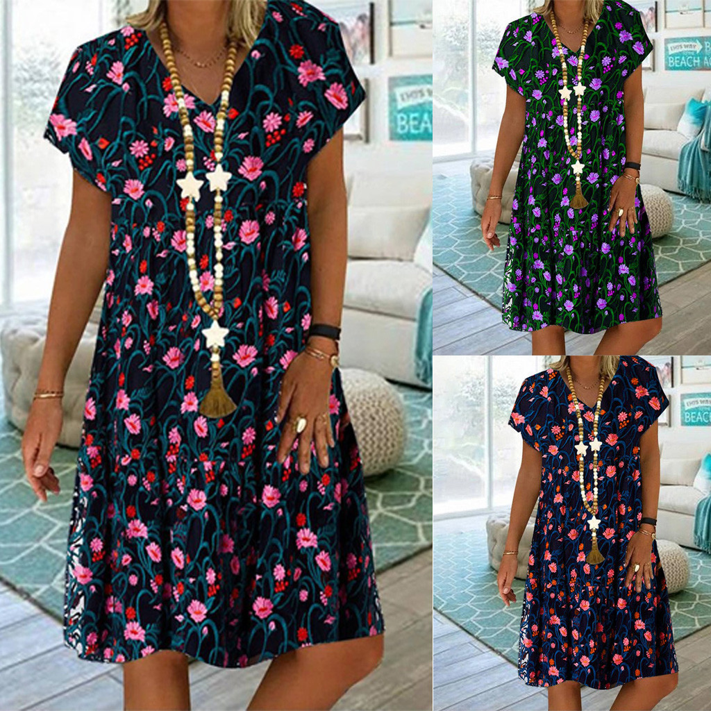 Small floral digital printing women's dress