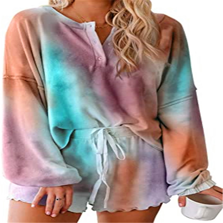 Amazon tie-dye print long sleeve pajamas